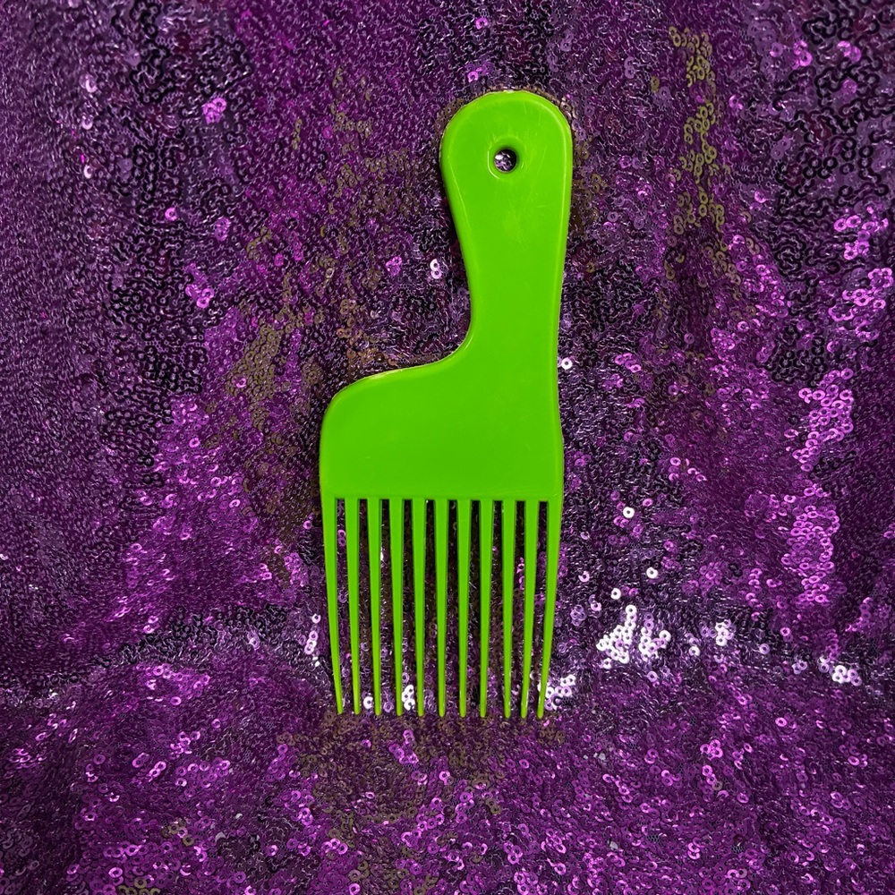 Vintage Bright Lime Neon Green Hair Pick Pocket Comb Afro Curly Hair Style Tool